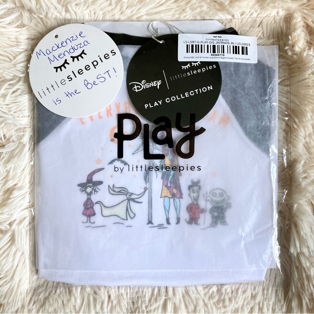 Little Sleepies Jack Skellington & Friends Raglan Tee 6/12 NWT
